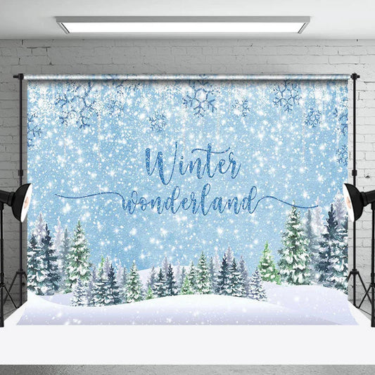Lofaris Winter Wonderland Heavy Snow Pine Trees Backdrop