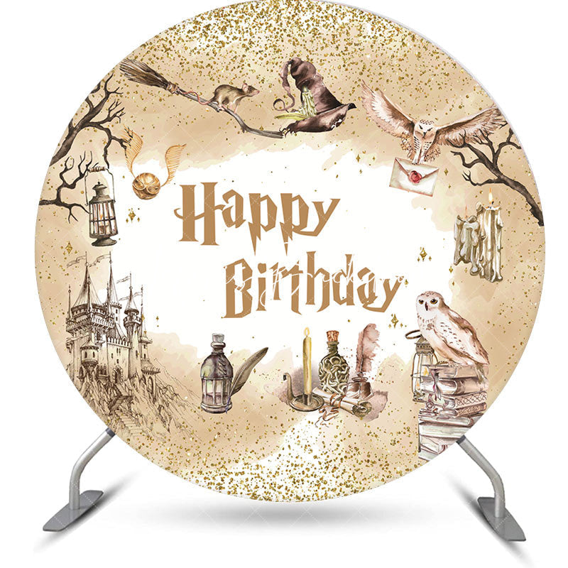 Lofaris Wizard Magic World Round Happy Birthday Backdrop