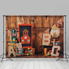 Lofaris Wood Back To School Backdrop for Children Photo Booth