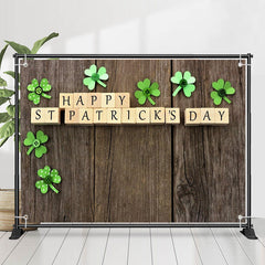 Lofaris Wood Board Buttons Clovers St Patricks Day Backdrop