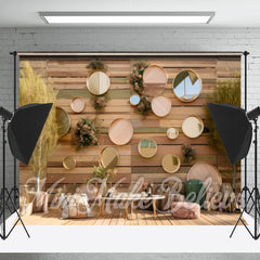 Lofaris Wood Board Wall Mirror Birthday Cake Smash Backdrop