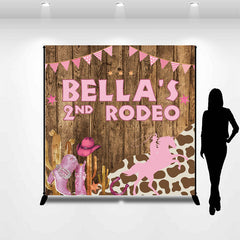 Lofaris Wood Cowgirl Rodeo Custom Name 2nd Birthday Backdrop
