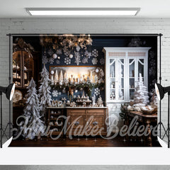 Lofaris Wood Cupboard Snowflake Pine Tree Christmas Backdrop