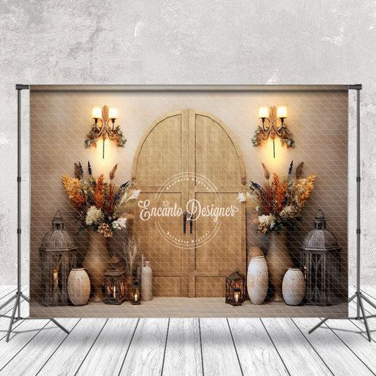 Lofaris Wood Door Vase Warm Newborn Boho Photo Backdrop