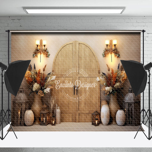 Lofaris Wood Door Vase Warm Newborn Boho Photo Backdrop