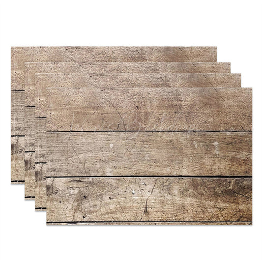 Lofaris Wood Plank Grain Texture Dining Set Of 4 Placemats