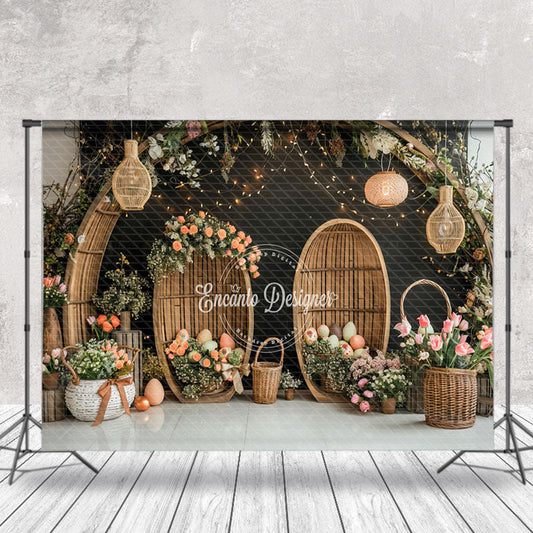 Lofaris Wooden Arch Black Wall Floor Photo Studio Backdrop