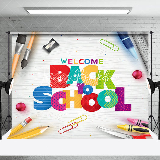 Lofaris Wooden Stationery Welcome Back To School Backdrop