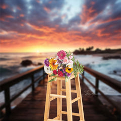 Lofaris Wooden Table Sun Seaboard Spray Photo Shoot Backdrop