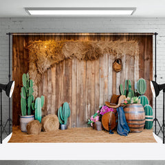 Lofaris Wooden Wall Cactus Hay Western Architecture Backdrop
