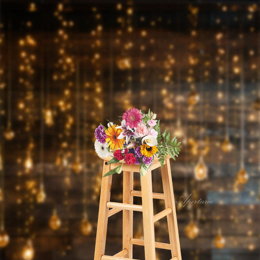 Lofaris Wooden Wall Lamp Bulb Sparkling Photo Shoot Backdrop