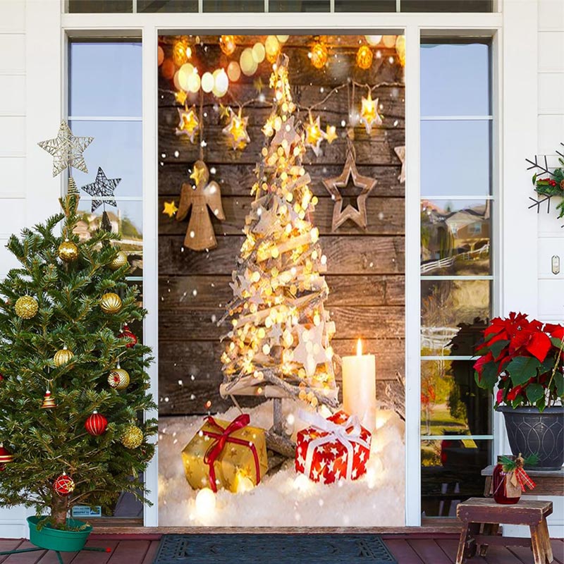 Lofaris Wooden Wall Sparkle Light Tree Christmas Door Cover