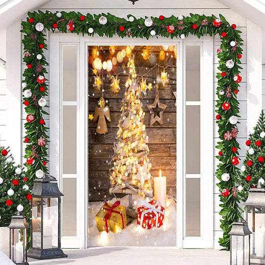 Lofaris Wooden Wall Sparkle Light Tree Christmas Door Cover