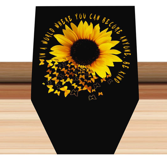 Lofaris Words Black Yellow Sunflower Butterfly Table Runner