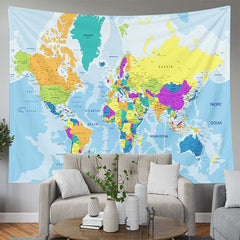 Lofaris World Geographic Detail Map Tapestry For College Dorm