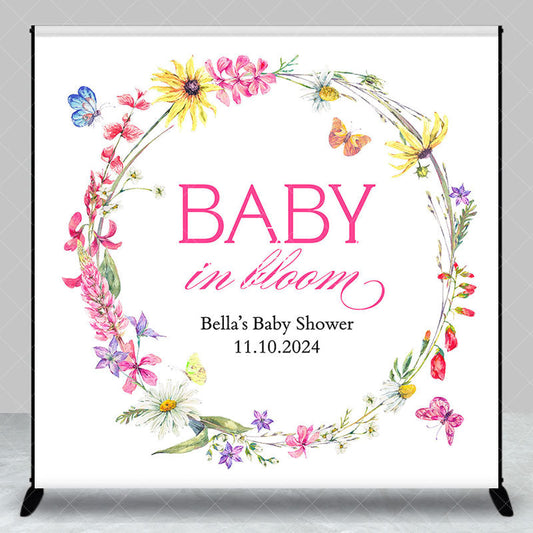 Lofaris Wreath Baby In Bloom Custom Gender Reveal Backdrop