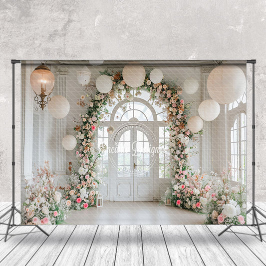 Lofaris Wreath Lantern White Room Photo Backdrop For Wedding