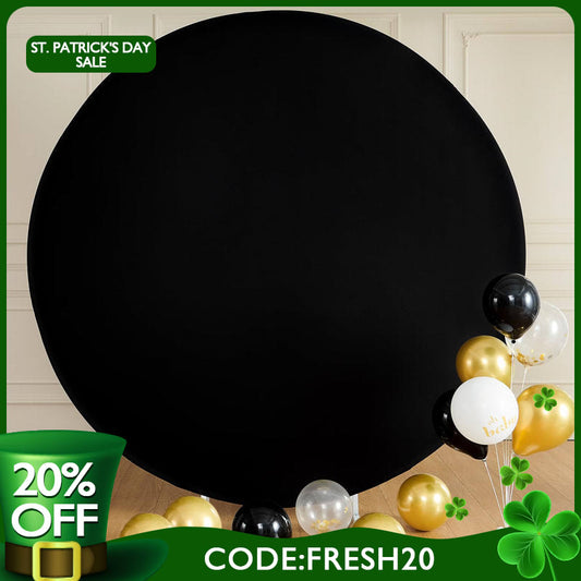 (Ship In 24HR) Wrinkle Free Black Round Backdrop Circle Cover