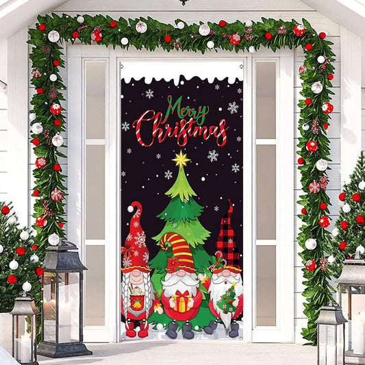 Lofaris Xmas Tree Dwarfs Black Snowman Christmas Door Cover