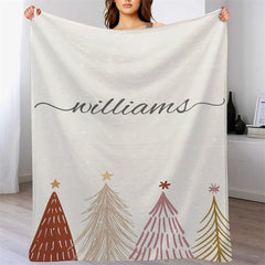 Lofaris Xmas Tree Painting Beige Custom Christmas Blanket