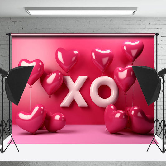 Lofaris Xo Pink Heart Balloon Valentines Day Photo Backdrop