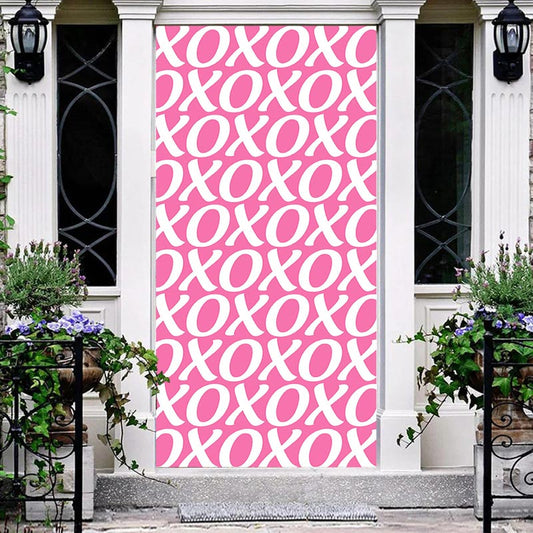 Lofaris Xoxo Repeat Letters Pink Valentines Day Door Cover
