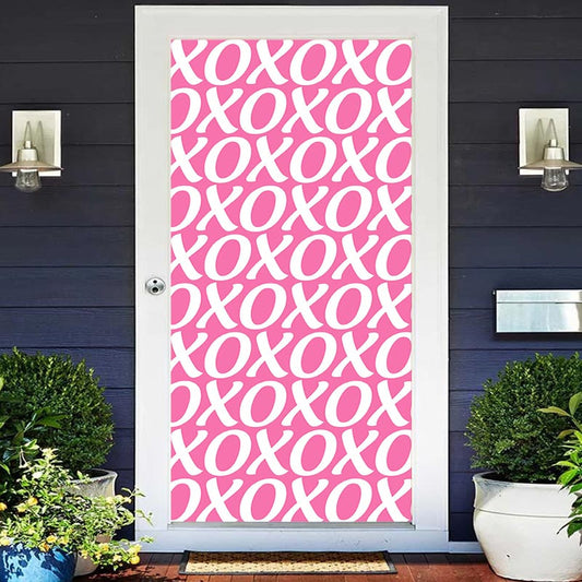 Lofaris Xoxo Repeat Letters Pink Valentines Day Door Cover