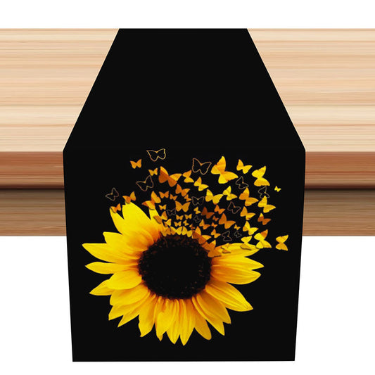 Lofaris Yellow Black Sunflower Butterfly Summer Table Runner