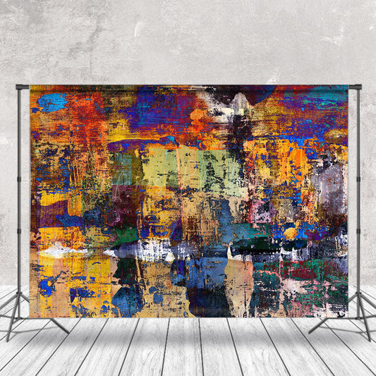 Lofaris Yellow Blue Abstract Graffiti Wall Photo Backdrop