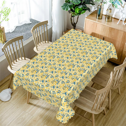 Lofaris Yellow Blue Flower Decorative Rectangle Tablecloth