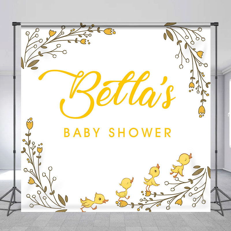 Lofaris Yellow Cute Bird Plant Custom Baby Shower Backdrop