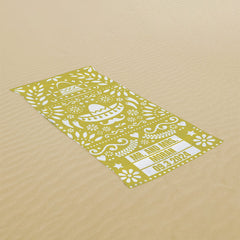Lofaris Yellow Fiesta Custom Name Couple Beach Towel