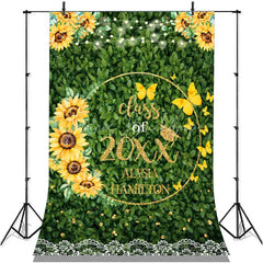 Lofaris Yellow Floral And Greeny Leaves Class Of 2022 Backdrop