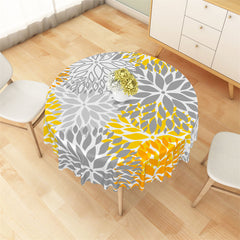 Lofaris Yellow Grey Orange Blooming Flowers Round Tablecloth