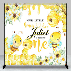 Lofaris Yellow Honey Bee Floral Custom 1st Birthday Backdrop