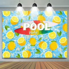 Lofaris Yellow Lemon Leaf Blue Pool Party Summer Backdrop