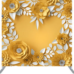 Lofaris Yellow Paper Floral Heart Fabric Party Backdrop