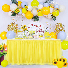 Lofaris Yellow Rectangle Tulle Ruffle Banquet Table Skirt