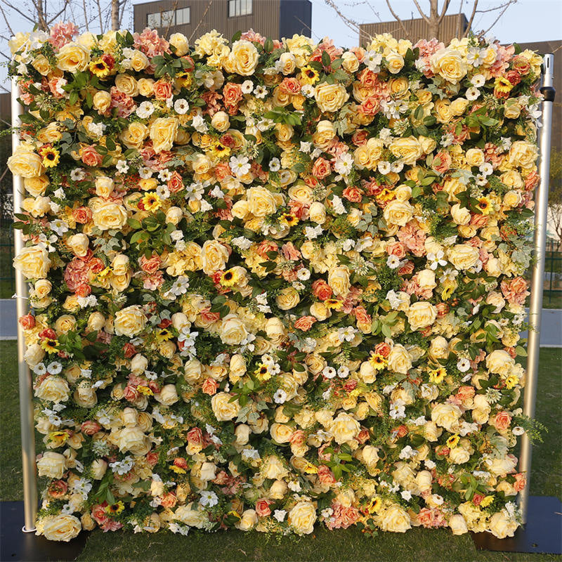 Yellow Rose Artificial Flower Wall Panels Wholesale Lofaris