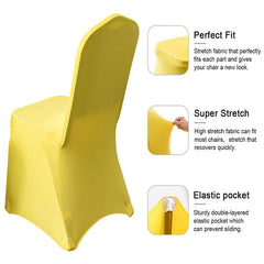 Lofaris Yellow Stretch Spandex Banquet Chair Slipcovers