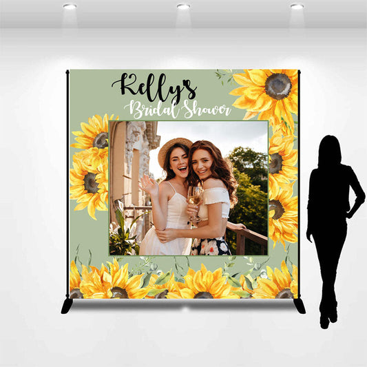 Lofaris Yellow Sunflower Custom Photo Bridal Shower Backdrop