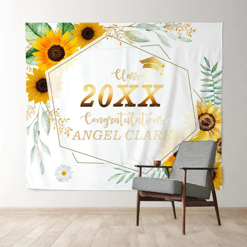 Lofaris Yellow Sunflower Theme Class Of 2022 Graduation Backdrop