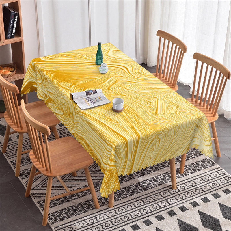Yellow Wave Texture Gradient Rectangle Tablecloth - Lofaris