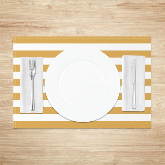 Lofaris Yellowish Brown White Stripes Set Of 4 Placemats