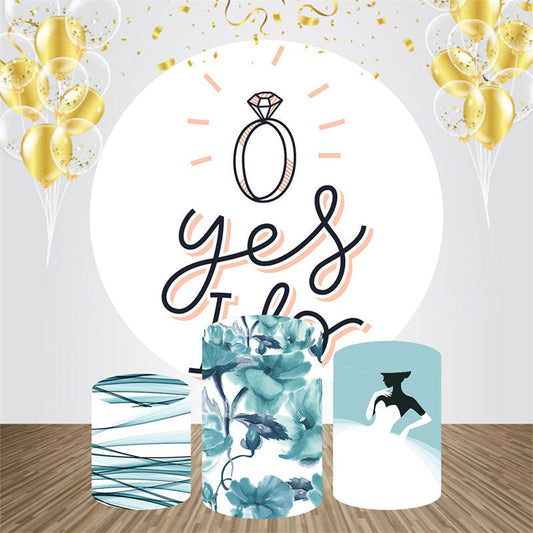 Lofaris Yes I Do Cyan Flower Ring Round Wedding Backdrop Kit
