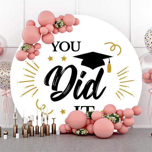 Lofaris You Did It Cap White Round Graduation Backdrop Kit