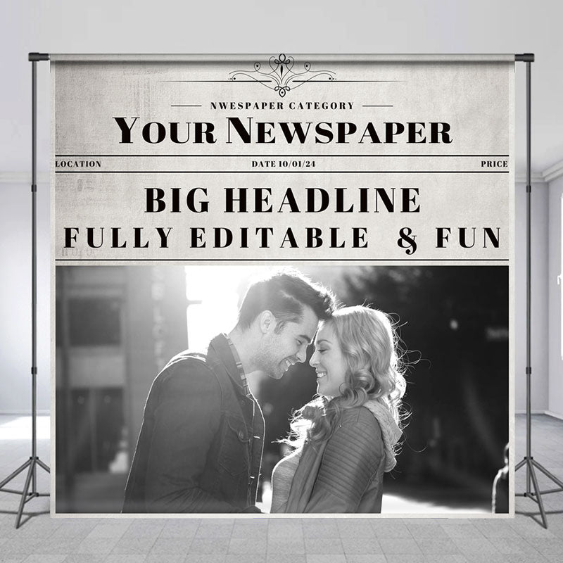 Lofaris Your Newspaper Personalized Photo Wedding Backdrop
