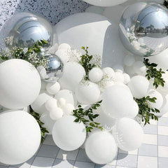 Lofaris Elegant 123 Pack Balloon Arch Kit | Theme Party Decorations - White | Silver