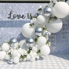 Lofaris Elegant 123 Pack Balloon Arch Kit | Theme Party Decorations - White | Silver