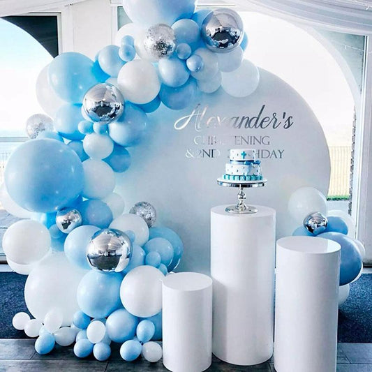 Lofaris Sky Blue 139 Pack Balloon Arch Kit | Party Decorations - White | Silver